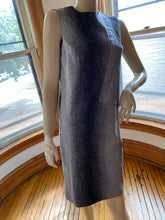 Load image into Gallery viewer, Karen Klein San Francisco &quot;Pebble&quot; Gray Sleeveless Shift Diagonal Seam Dress, size S
