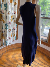 Load image into Gallery viewer, Karen Klein San Francisco Blue Sleeveless Knit Sculptural Maxi Dress, size M
