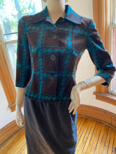 Load image into Gallery viewer, Trina Turk Brown/Teal Geometric Pattern Fitted Corduroy Jacket, size XS (US 2)
