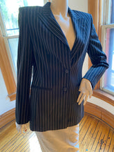 Load image into Gallery viewer, Vintage 80s Mondi Black Pinstriped Button Front Jacket, size S/M (36 bust)
