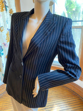 Load image into Gallery viewer, Vintage 80s Mondi Black Pinstriped Button Front Jacket, size S/M (36 bust)
