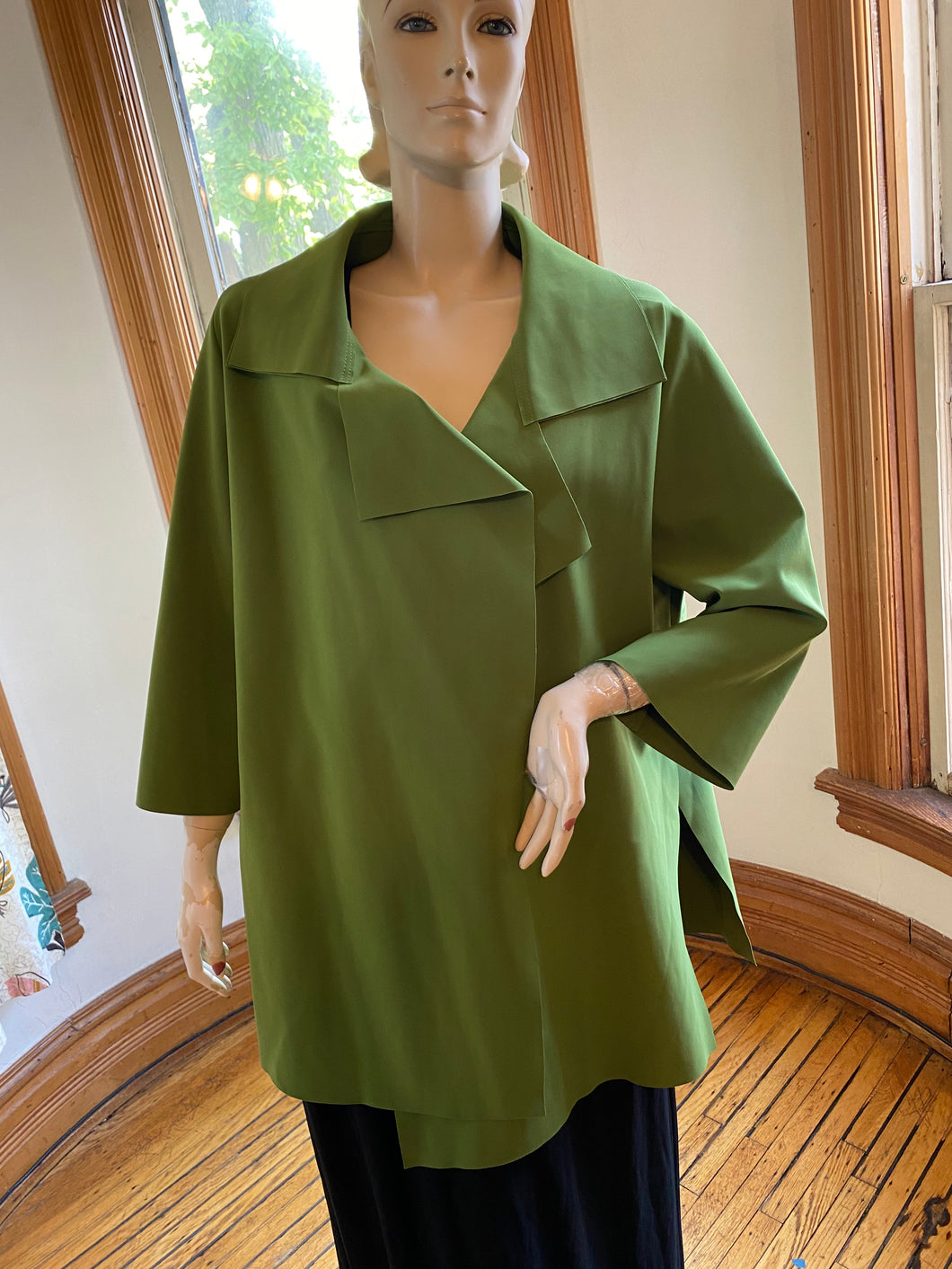 Maria Pinto M2057 Green Open Front Long Jacket, size S