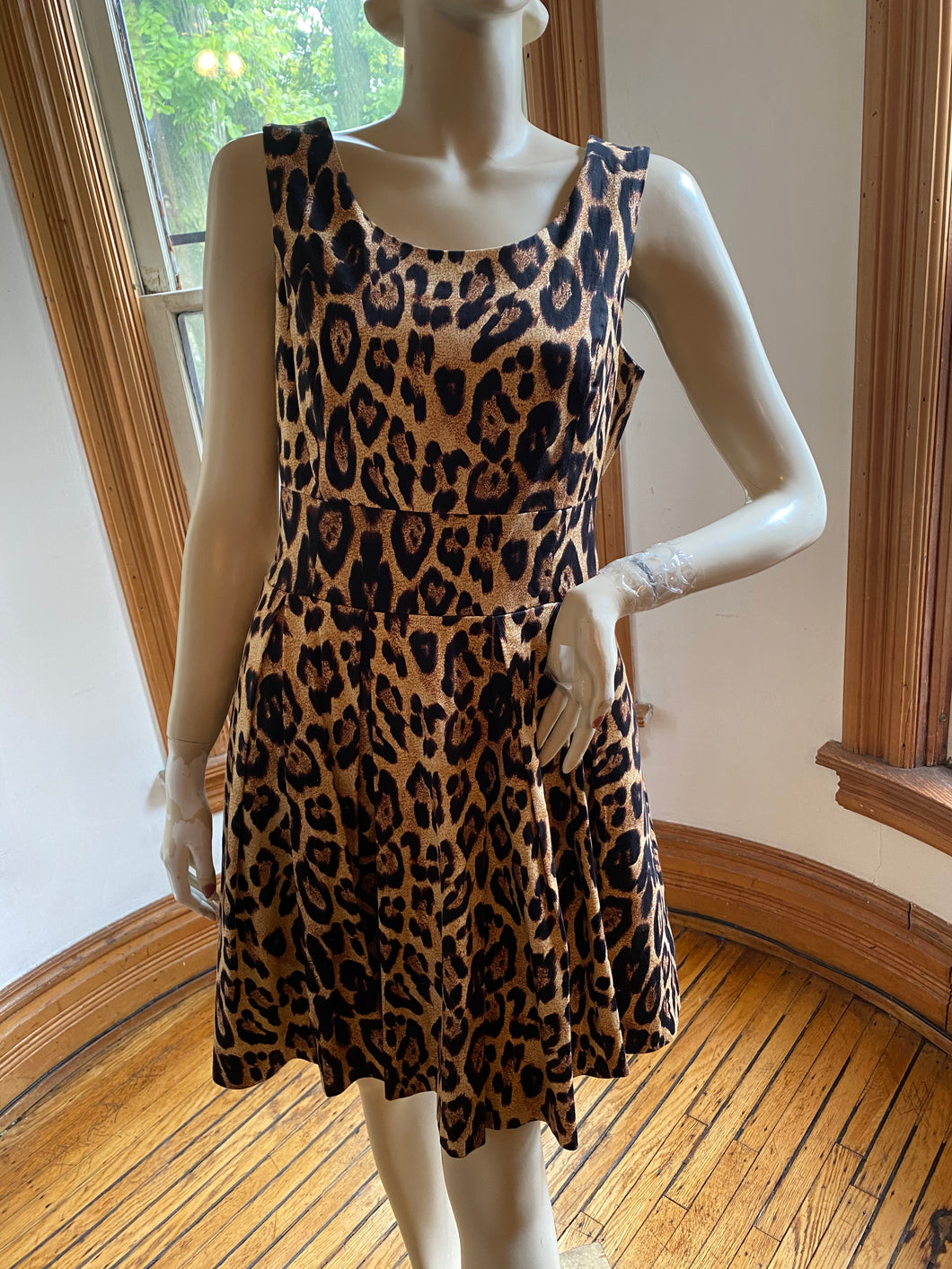 Pink Tartan Sleeveless Leopard Print Dress, size S/M (Canadian size 6)