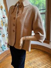 Load image into Gallery viewer, Vintage 1960s Camel Tan Nubby Textured Elbow Length Sleeve Boxy Jacket, size S
