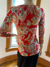 Load image into Gallery viewer, Les Copains Red Knit Sea Life Print Long Sleeved Top, size XS
