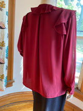 Load image into Gallery viewer, Reiss Red Crepe Ruffle Front Long-Sleeved Top, size S (US 6)
