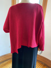 Load image into Gallery viewer, Zuza Bart Red Boxy Linen Pullover Sweater with Asymmetrical Hem, size OSFM (one size fits most)
