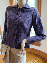 Load image into Gallery viewer, Vintage 1940s Purple Bouclé Tailored Jacket with Lace-Up Detail, size S/M
