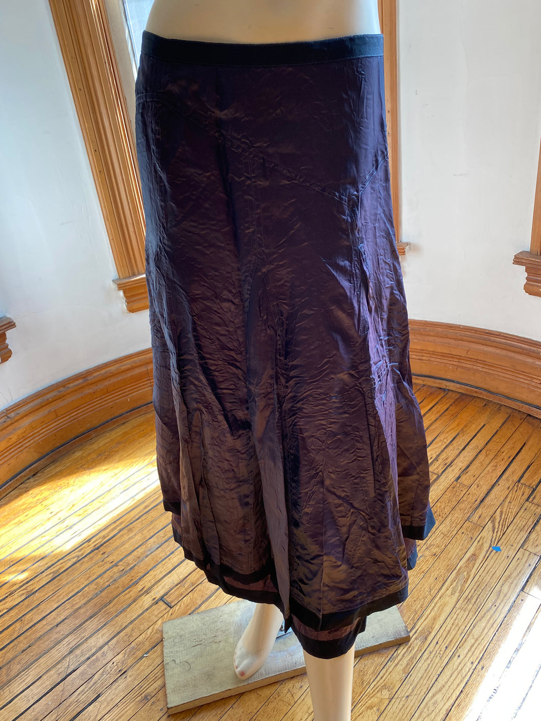 Neesh by DAR Glossy Purple-Tinged Blue Long Skirt, size S
