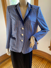 Load image into Gallery viewer, Basler Blue/White Geometric Print Jacket with Dark Blue Trim, size M/L (European size 42)
