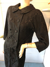 Load image into Gallery viewer, Vintage 1960s Kowloon Hong Kong Black Brocade Tailored Skirt Suit, size S (34-26-36)
