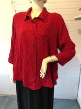 Load image into Gallery viewer, URU by Kristine Rrik Red Silk Embossed Jacquard Top, OSFM (one size fits most)
