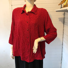 Load image into Gallery viewer, URU by Kristine Rrik Red Silk Embossed Jacquard Top, OSFM (one size fits most)
