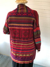 Load image into Gallery viewer, Ivko Cherry Red Multi Geometric Long Cardigan, size M (European size 40-42)
