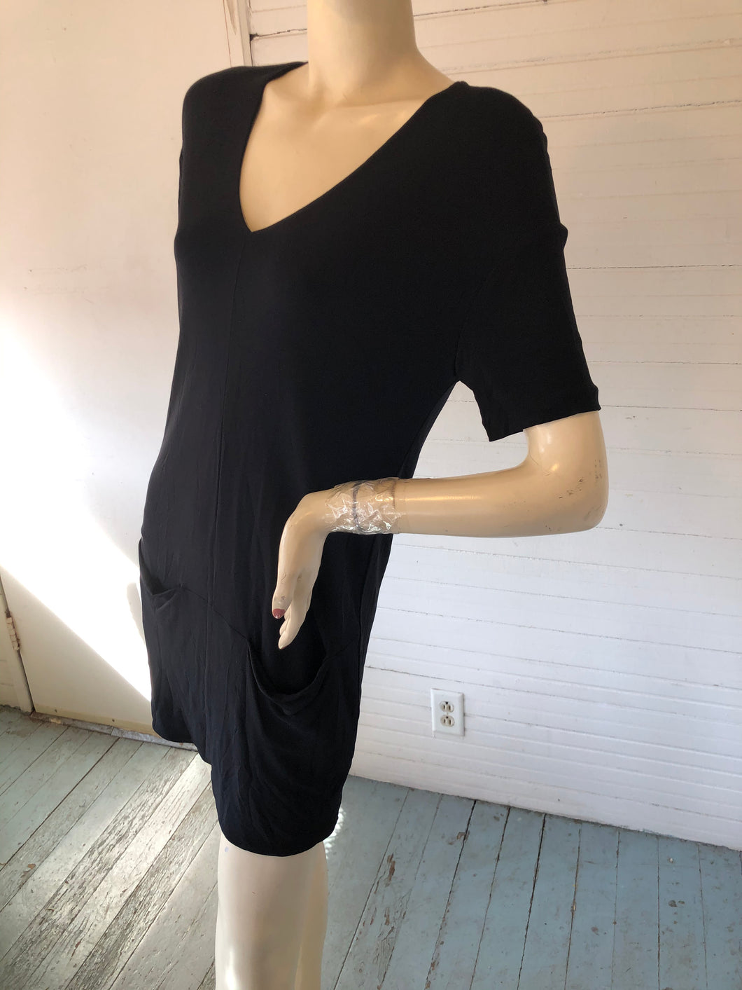 Wolford Black Knit Deep V-Neck Dress, size S