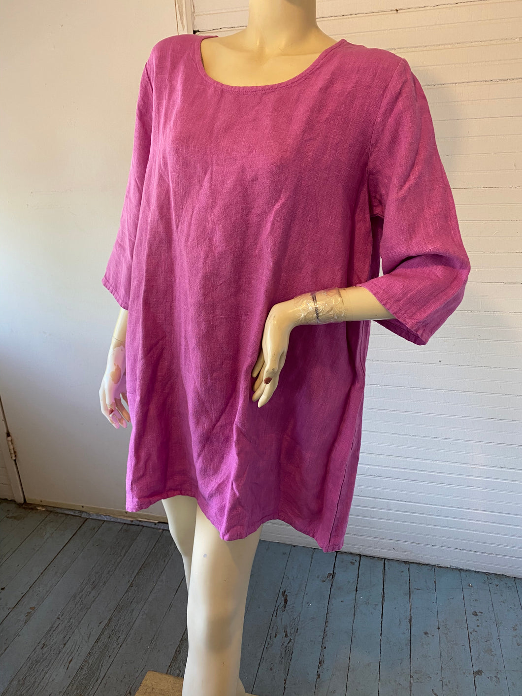 Bryn Walker Magenta Pink Linen A-Line Shift Dress/Tunic, size XS/S