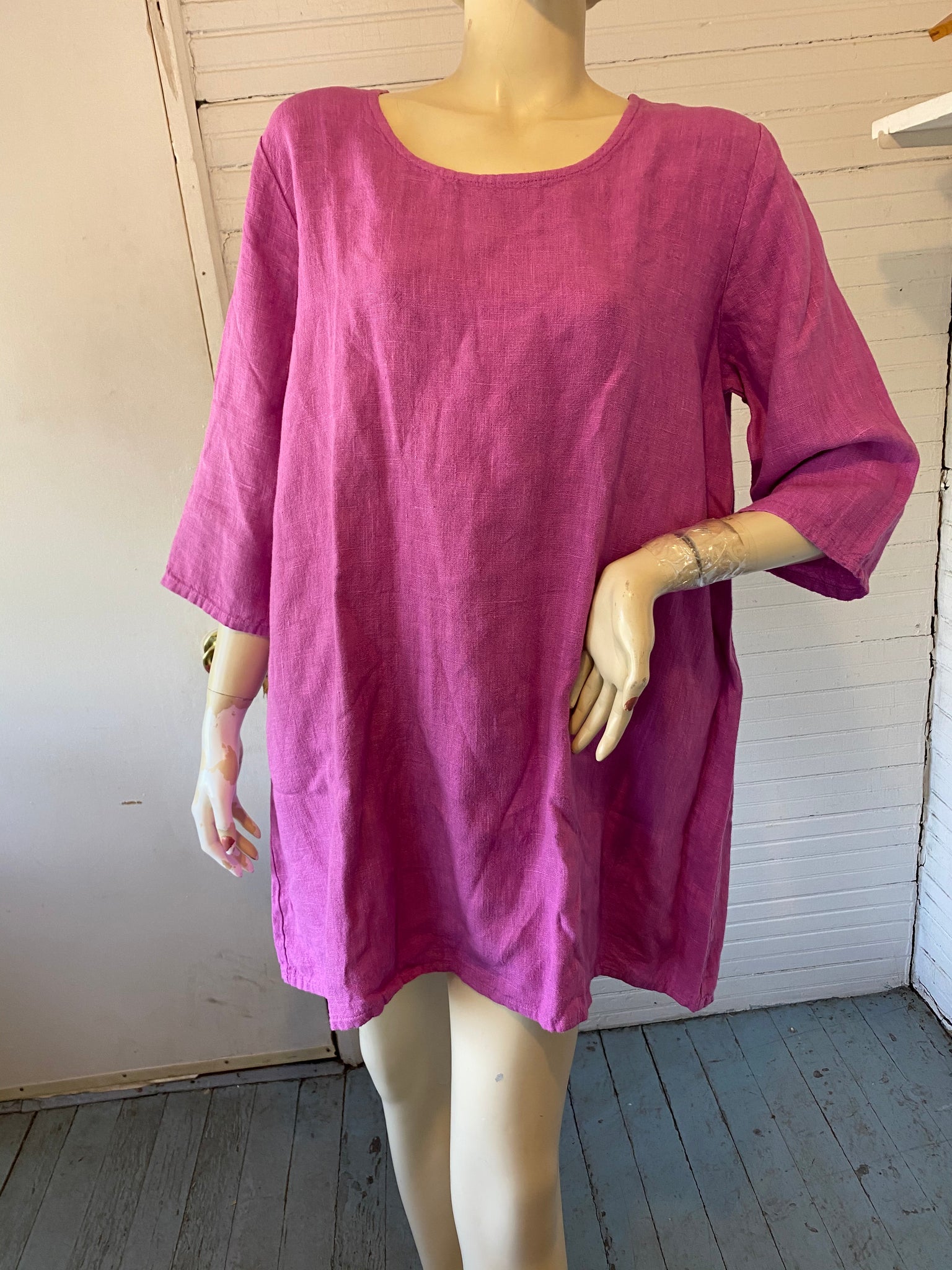 Bryn Walker Magenta Pink Linen A-Line Shift Dress/Tunic, size XS/S Christina Finn Style & Boutique Bryn Walker Magenta Pink Linen A-Line Shift Dress/Tunic, size XS/S Christina Finn Style & Boutique