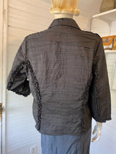 Load image into Gallery viewer, Samuel Dong Black Ruffle Rayon Zip Front Jacket, size L/XL (XL runs small)
