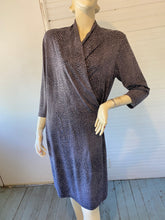 Load image into Gallery viewer, J McLaughlin Gray Abstract Dot/Animal Print Faux Wrap Dress, size M
