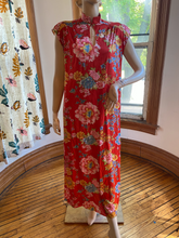 Load image into Gallery viewer, Vintage Vanity Fair Red Asian Inspired Print Long Nightgown, size M/L (40-43-45)
